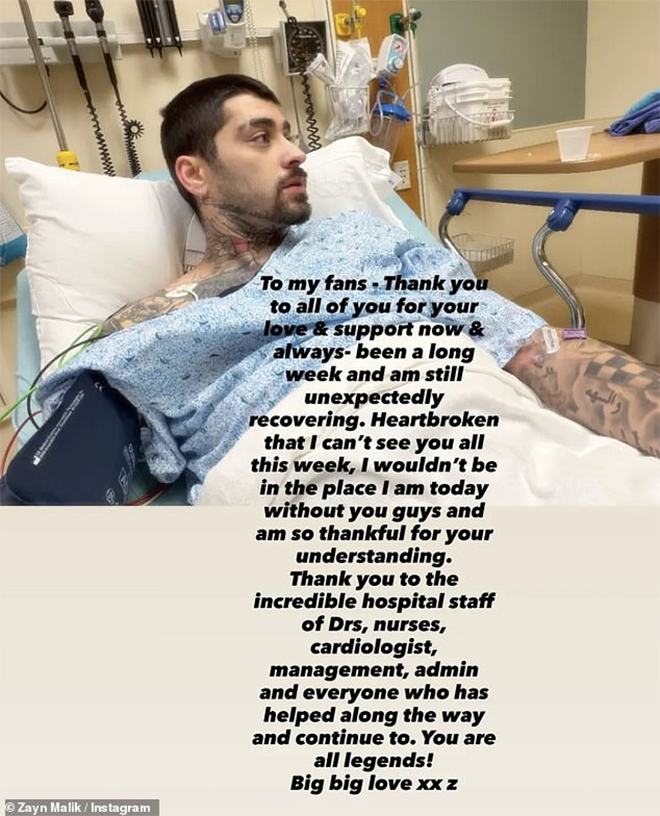 Zayn Malik thông báo trên trang cá nhân.