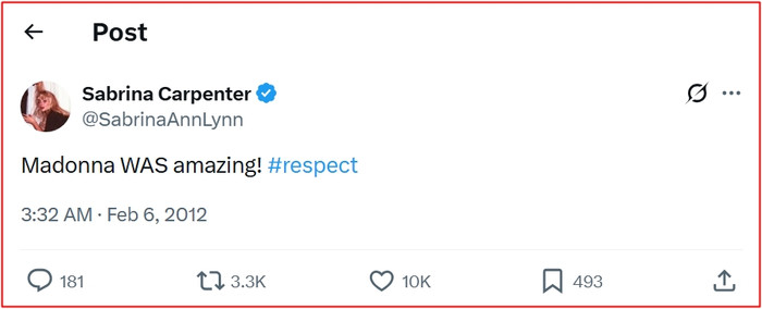 Bài đăng của Sabrina Carpenter về Madonna 14 năm trước bị 'đào' lại Ảnh 2