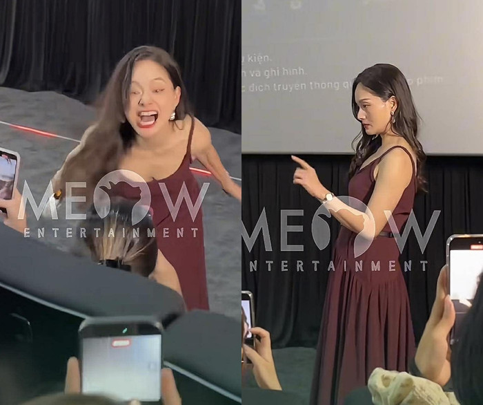 Lan Phương khiến nhiều khán giả 'hoảng hồn' khi nhập vai. (Ảnh chụp màn hình từ TikTok Meow Entertainment)