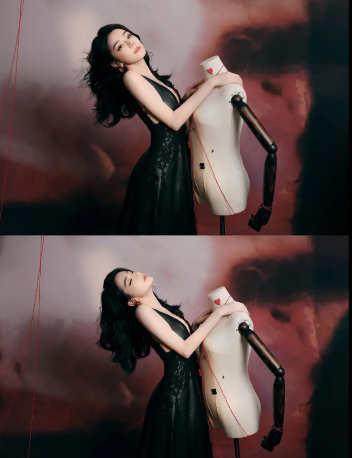 Địch Lệ Nhiệt Ba khoe khéo đường cong quyến rũ trong thiết kế váy đen cắt xẻ táo bạo. - Ảnh: Sohu&nbsp;