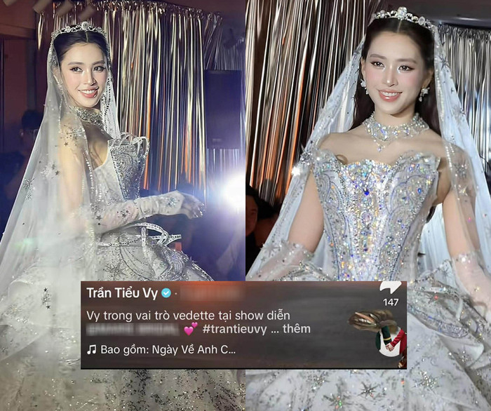 Khi đăng clip, tài khoản mạng xã hội Tiểu Vy chọn nhạc nền là ca khúc lãng mạn, ngọt ngào của Hòa Minzy. Sự xuất hiện của nữ ca sĩ đến từ Bắc Ninh góp phần giúp khoảnh khắc của Tiểu Vy thêm lung linh.