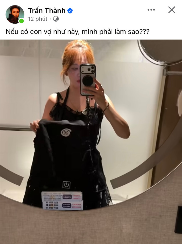 Trấn Thành gây chú ý với thái độ dành cho Hari Won trong bài đăng hóm hỉnh mới nhất. Ảnh: FBNV