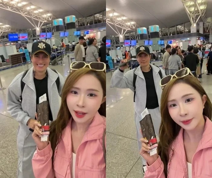 Quỳnh Nga và Việt Anh trong chuyến đi Hàn Quốc vào đầu năm nay.