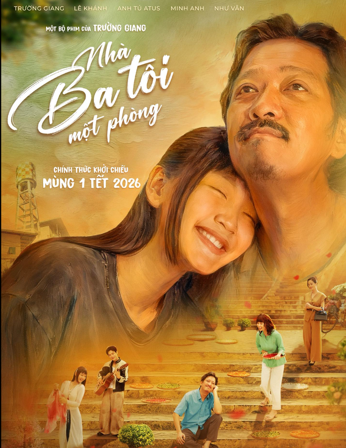 Màn kết hợp ăn ý giữa Đoàn Minh Anh và 'ba' Trường Giang trong phim Tết Nhà ba tôi một phòng.&nbsp;