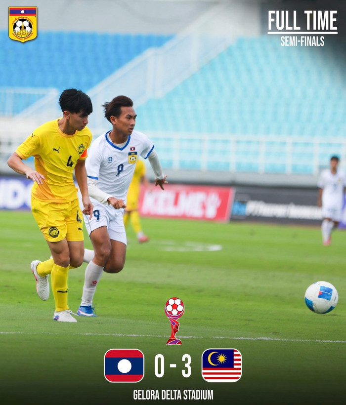 U17 Malaysia đã giành chiến thắng 3-0 trước U17 Lào ở bán kết U17 Đông Nam Á 2026 để đoạt vé vào chung kết. Ảnh: LFF