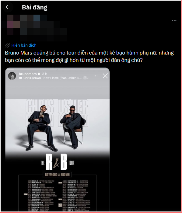 Bruno Mars gây tranh cãi khi quảng bá tour diễn chung của Chris Brown và Usher Ảnh 2