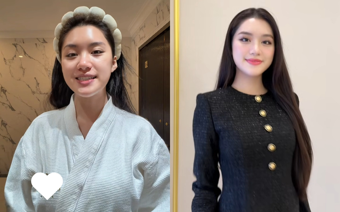 Phương Oanh thoải mái để lộ nhan sắc trước và sau khi trang điểm trong video mới nhất. Ảnh chụp màn hình