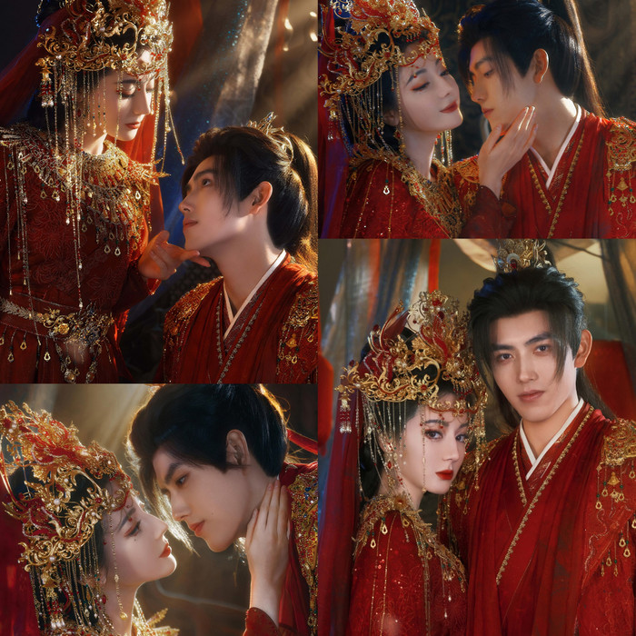 Bộ ảnh hôn lễ của Địch Lệ Nhiệt Ba và Trần Phi Vũ gây sốt mạng xã hội.