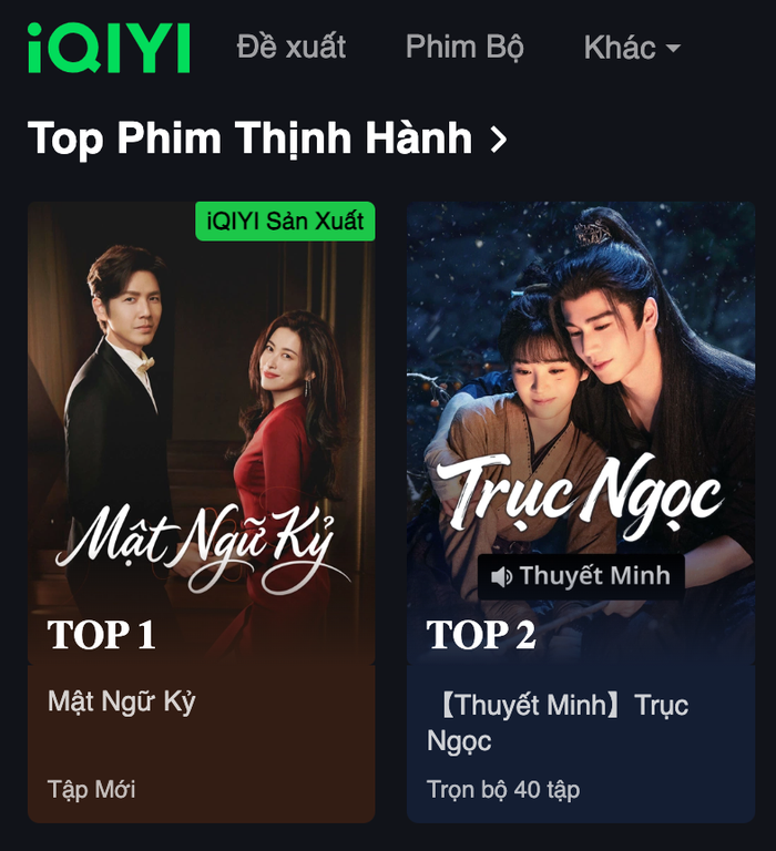 Việc Trục Ngọc tạm thời tụt hạng cho thấy sự cạnh tranh rõ rệt giữa các dòng phim Hoa ngữ.