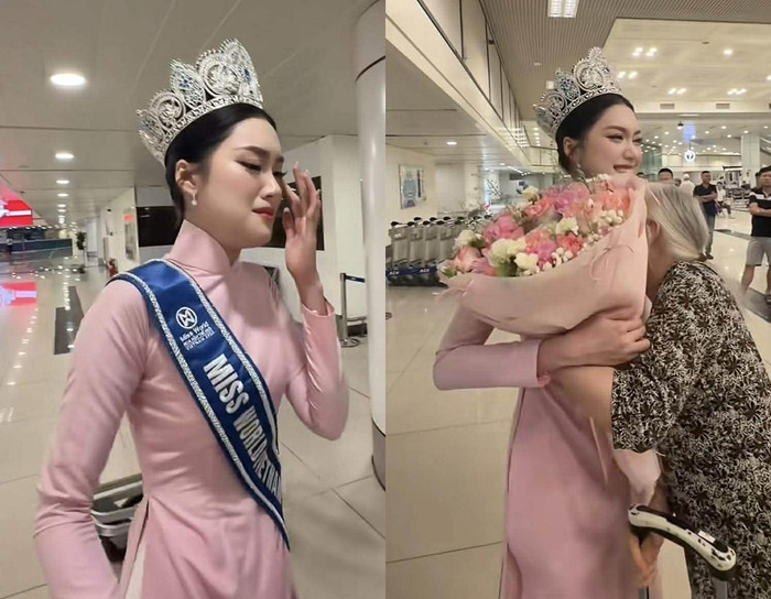 Phương Oanh xúc động khi gặp lại người thân sau 1 tháng đăng quang.