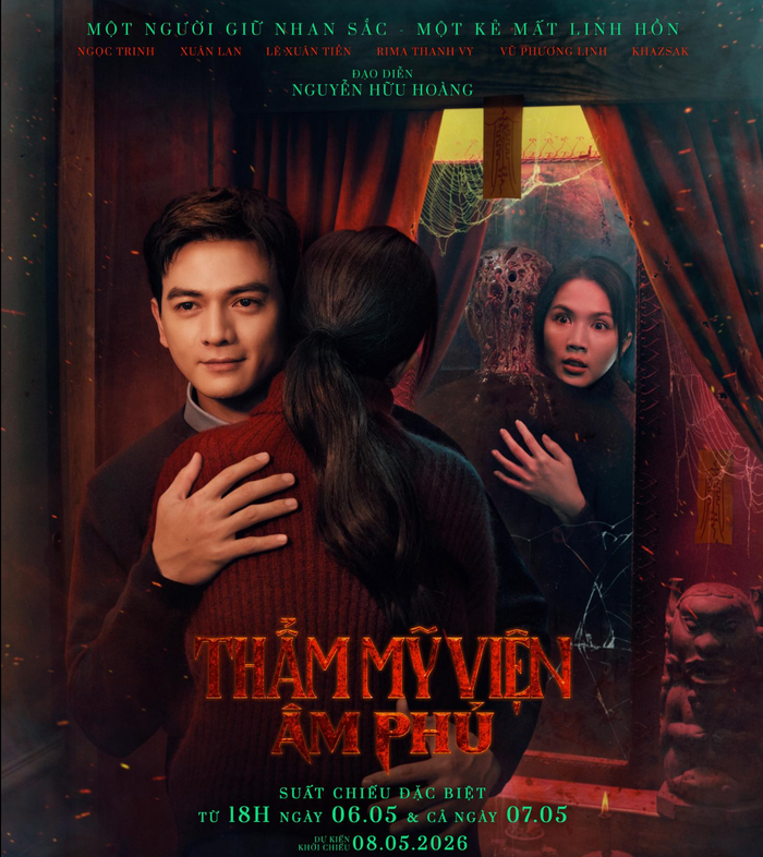 Cận cảnh tấm poster 'tình cảm' đầy ma mị của Ngọc Trinh và Lê Xuân Tiền trong phim mới. Ảnh: FBNV