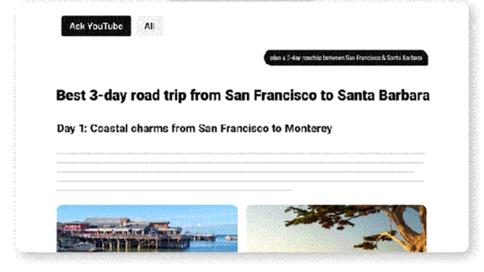 Hệ thống sẽ không chỉ trả về video, mà còn gợi ý theo dạng lộ trình cụ thể. Ảnh: YouTube