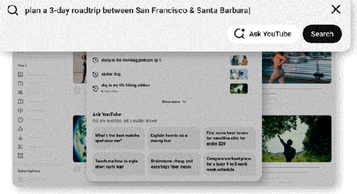 Tìm kiếm “lên kế hoạch road trip 3 ngày từ San Francisco đến Santa Barbara”. Ảnh: YouTube