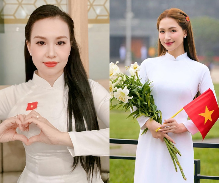 Ca sĩ Cẩm Ly và Hòa Minzy cùng đăng ảnh mặc áo dài trắng, bày tỏ sự tự hào dân tộc trong ngày 30/4.