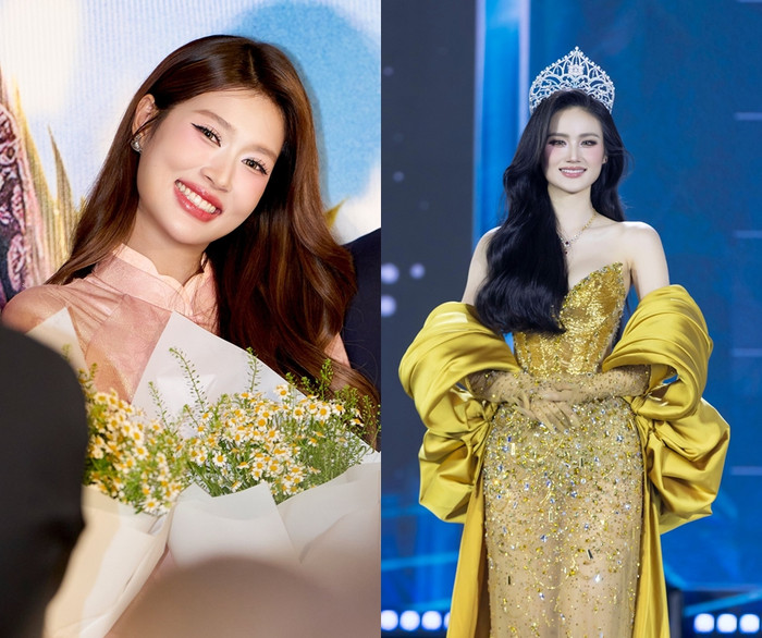 Đoàn Thiên Ân gặp sự cố trang phục nên không thể ra sân khấu chúc mừng Hoa hậu Ý Nhi trong khoảnh khắc final walk.