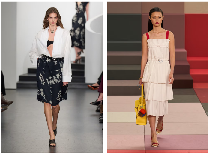 Chi tiết tết và thắt nút tiếp tục “giữ nhiệt” sau khi xuất hiện trên sàn diễn của Bottega Veneta. Năm 2026, xu hướng này lan rộng sang sandal, tạo nên vẻ ngoài thủ công nhưng vẫn sang trọng.