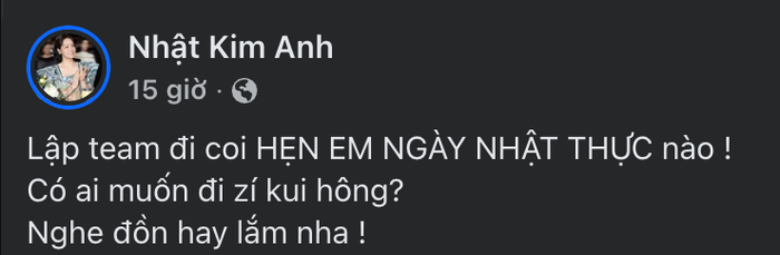 Bài đăng gây chú ý của Nhật Kim Anh trên trang cá nhân dành cho đàn em. - Ảnh chụp màn hình&nbsp;