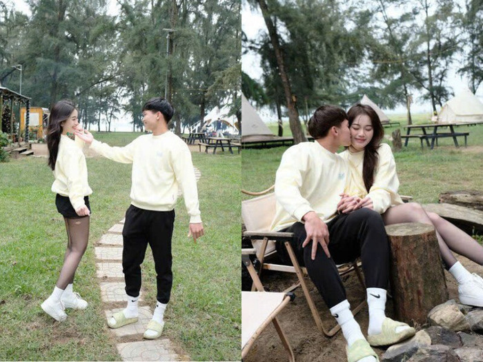 Vợ chồng cầu thủ Hồ Văn Cường - Nguyễn Linh ở Nghệ An.