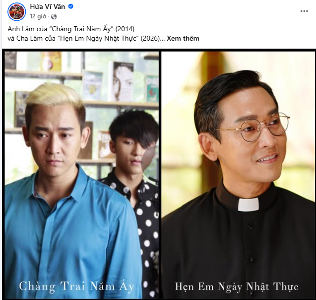 Hứa Vĩ Văn gây chú ý khi chia sẻ loạt ảnh so sánh hai vai diễn cùng tên Lâm sau hơn một thập kỷ