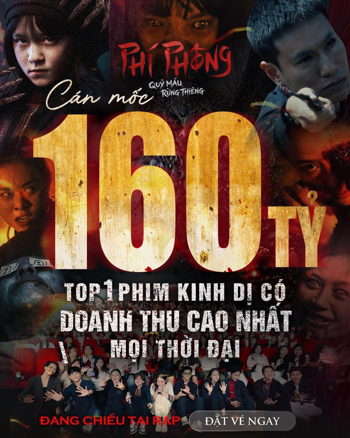 Sau 10 năm, màn tái hợp của Lan Phương và Kiều Minh Tuấn đã gặt hái 'quả ngọt' với con số 160 tỷ đồng, chính thức đưa Phí Phông trở thành top 1 phim kinh dị có doanh thu cao nhất mọi thời đại. Ảnh:ĐPCC