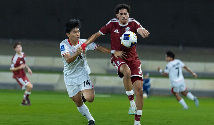 U17 Indonesia đã nhận thất bại 0-2 trước Qatar ở lượt trận thứ hai bảng B giải U17 châu Á 2026. Ảnh: AFC