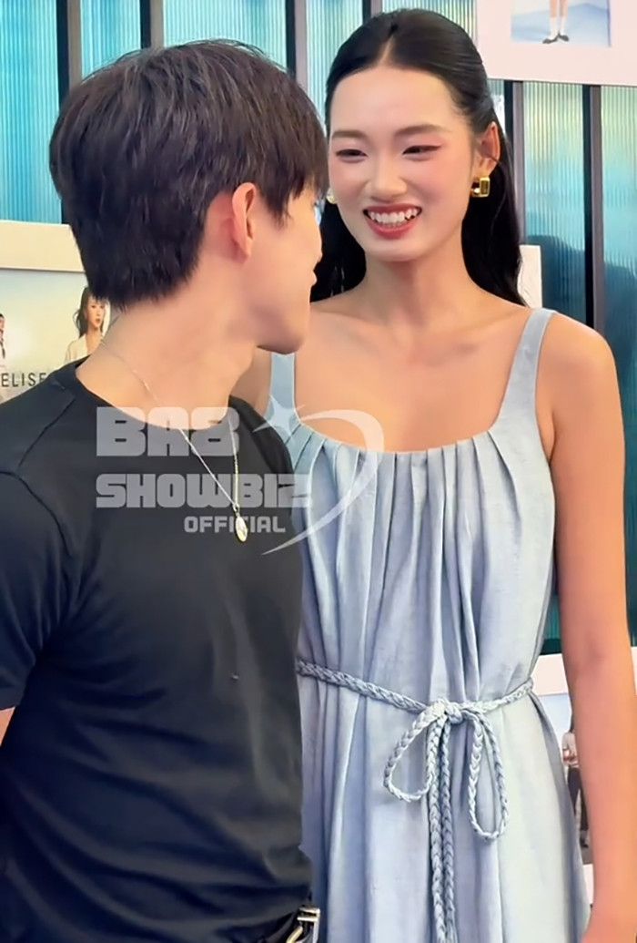 Á hậu 1 Miss Universe Vietnam 2024 Quỳnh Anh xuất hiện bên bạn trai ngoại quốc. (Ảnh chụp màn hình TikTok Bà 8 Showbiz)
