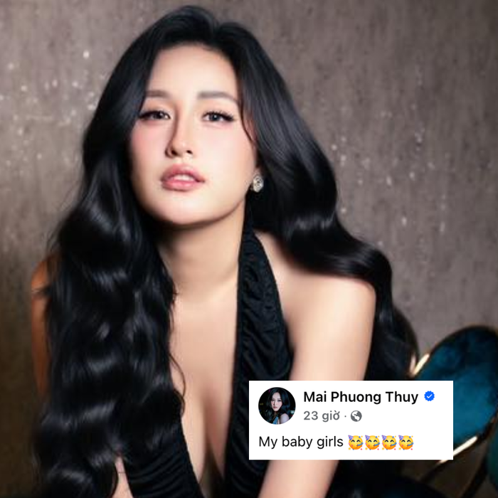 Mai Phương Thúy thể hiện tâm trạng vui vẻ khi nhắc đến Lương Thuỳ Linh và H'Hen Niê. Ảnh: FBNV
