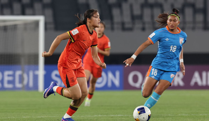 U17 nữ Trung Quốc cho thấy sức mạnh vượt trội tại giải U17 nữ châu Á 2026 khi đánh bại Ấn Độ 3-0 ở vòng tứ kết. Ảnh: AFC