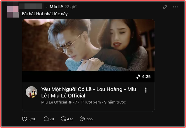 Hàng loạt các ca khúc cũ của Miu Lê được cộng đồng mạng nhắc lại.&nbsp;