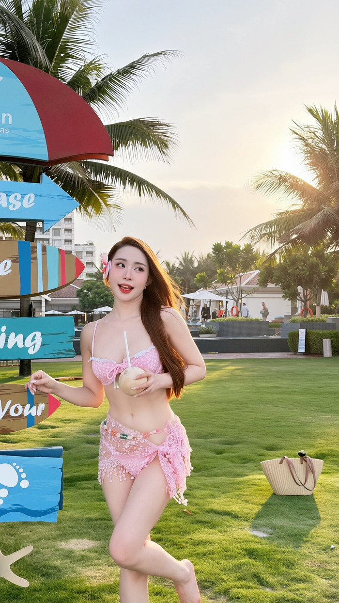 Quỳnh Nga diện áo tắm 2 mảnh gợi cảm.