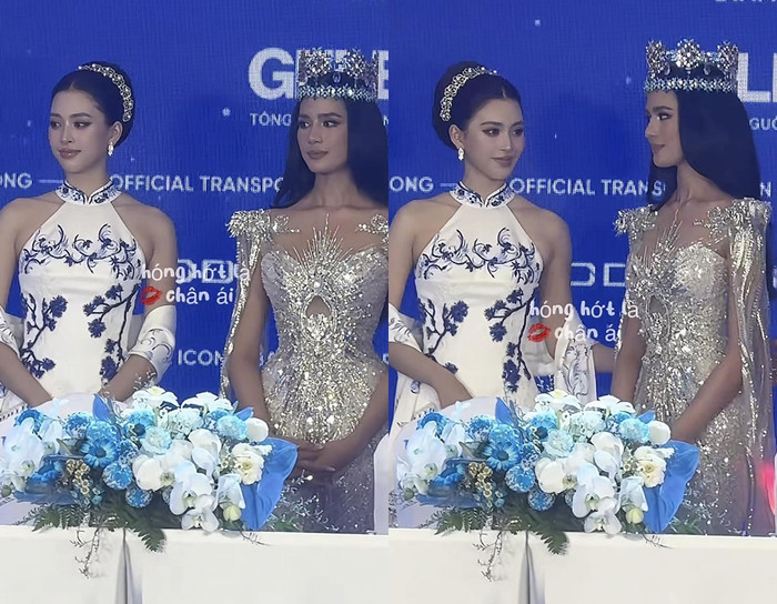 Khoảnh khắc Hoa hậu Tiểu Vy cùng đương kim Miss World chung khung hình nhanh chóng thu hút nhiều netizen quan tâm, (Ảnh từ TikTok Hóng hớt là chân ái)