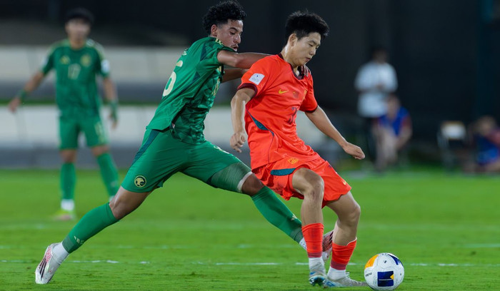 U17 Trung Quốc đã tạo nên bất ngờ lớn nhất tại vòng tứ kết giải U17 châu Á 2026 khi đánh bại Saudi Arabia với tỷ số 3-1 để giành vé vào bán kết. Ảnh: AFC