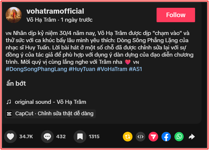 Tiết mục của Võ Hạ Trâm nhận được sự quan tâm đặc biệt trên các nền tảng mạng xã hội.