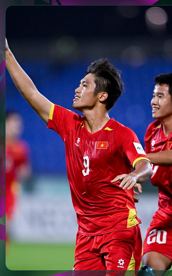 Quốc Việt ghi bàn ở trận hạng Ba U23 châu Á 2026. Ảnh: AFC