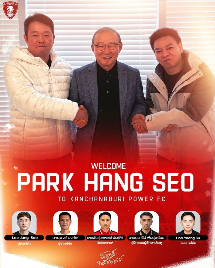 HLV Park Hang Seo chính thức trở lại cầm quân khi nhận lời dẫn dắt CLB Kanchanaburi Power FC của Thái Lan. Ảnh: Kanchanaburi Power FC