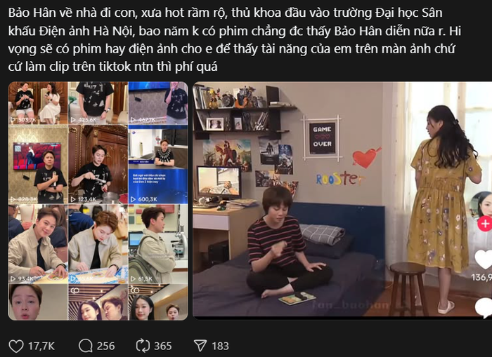Bảo Hân bất ngờ trở thành chủ đề được bàn luận mạnh trên mạng xã hội nhờ câu chuyện sự nghiệp sau Về nhà đi con.