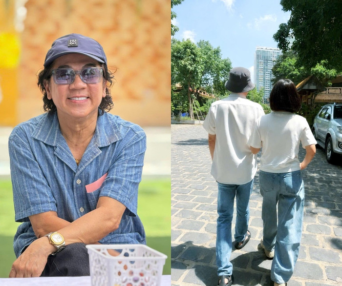 NSƯT Thành Lộc&nbsp;phản ứng hài hước trước khoảnh khắc thân tình của đồng nghiệp.