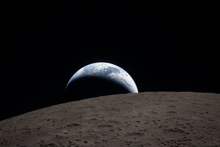 Hình ảnh Trái Đất nhìn từ Mặt Trăng, được ghi lại bởi phi hành đoàn Artemis II. (NASA)