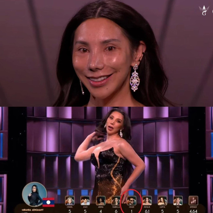 Người đẹp Lào bị chấm 1 điểm ở hai phần thi trong đêm Bán kết 1 MGI All Stars.