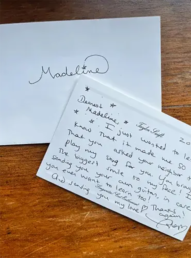 Lá thư tay của Taylor Swift.