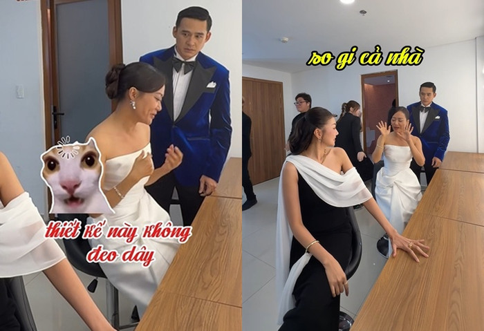 Hồng Ánh nhớ ra thiết kế mà cô đang diện không có phụ kiện kim cương.
