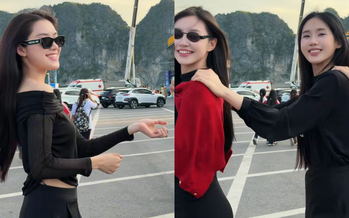 Phương Oanh thể hiện sự tinh nghịch khi quay video cùng hội chị em. Ảnh: FBNV