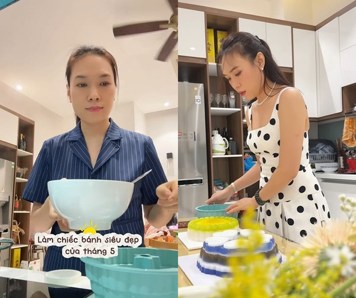 Mỹ Tâm vào bếp tự làm bánh tặng sinh nhật ba.