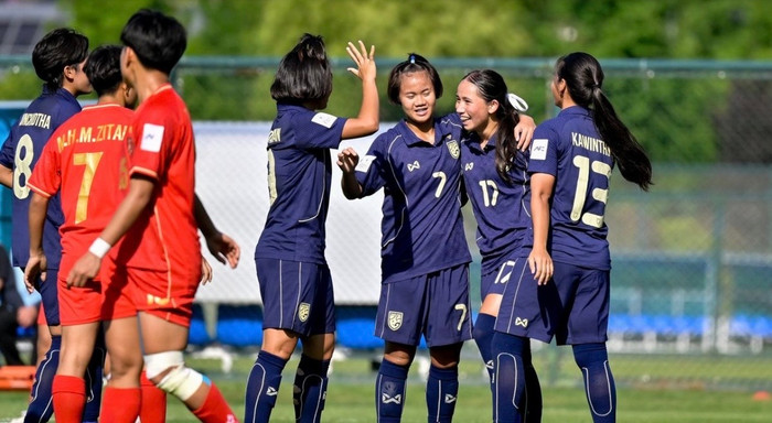 U17 nữ Thái Lan đã có chiến thắng quan trọng 1-0 trước Myanmar ở lượt trận thứ hai bảng A giải U17 nữ châu Á 2026, nhưng đây là trận đấu không hề dễ dàng với đại diện xứ Chùa Vàng. Ảnh: AFC