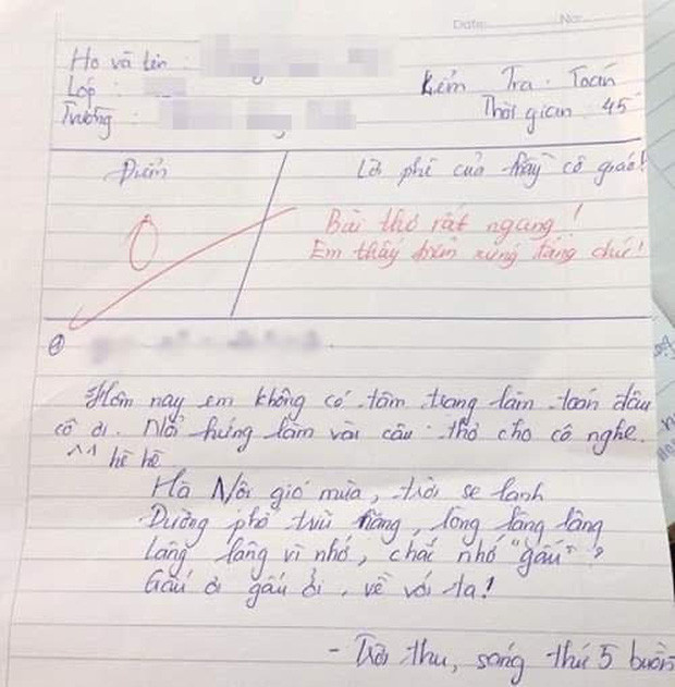 Cô giáo thẳng thừng chấm bài thơ của học trò 0 điểm, lý do vô cùng thuyết phục Ảnh 1