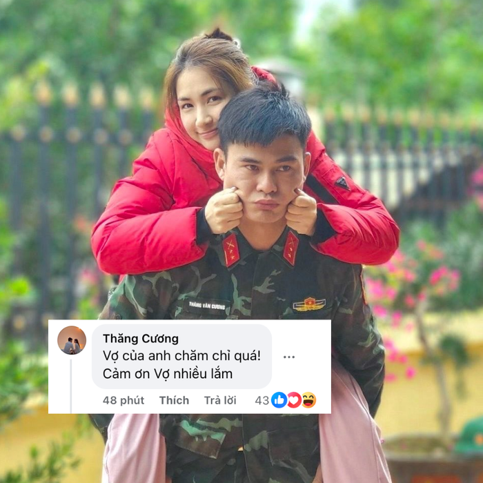 Chồng sắp cưới của Hòa Minzy đã công khai ủng hộ, động viên đối phương. Ảnh: FBNV