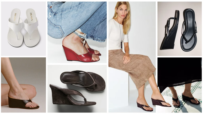 Xu hướng sandal đế xuồng thập niên 90 bất ngờ trở lại, được làm mới theo phong cách tối giản.&nbsp;