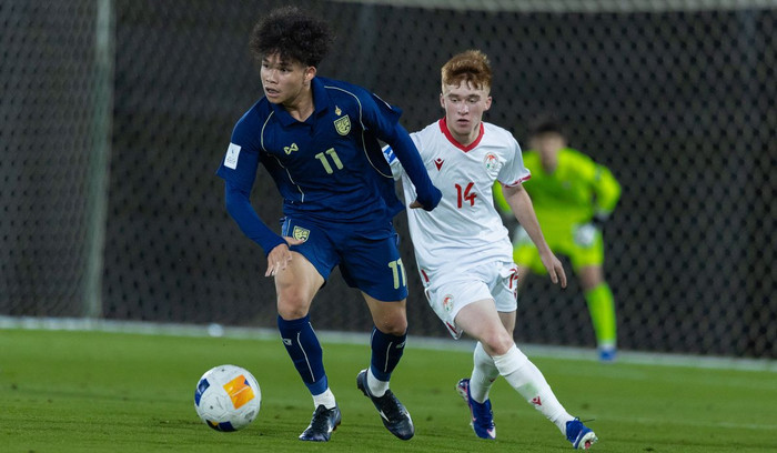 U17 Thái Lan đã có màn ra quân không như kỳ vọng khi để thua 0-2 trước Tajikistan ở lượt trận mở màn bảng A giải U17 châu Á 2026. Ảnh: AFC