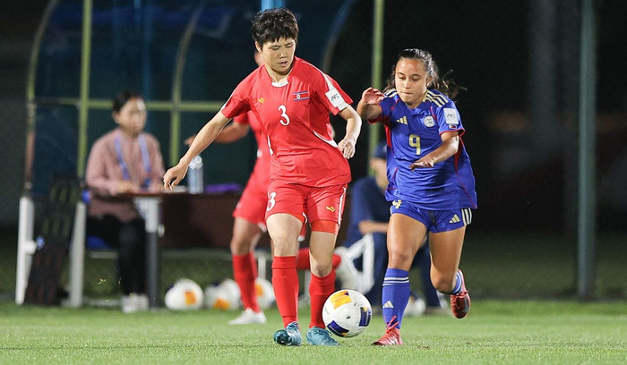 U17 nữ Triều Tiên tiếp tục thể hiện sức mạnh tuyệt đối tại VCK U17 nữ châu Á 2026 khi dễ dàng đè bẹp U17 nữ Philippines với tỷ số 8-0 ở lượt trận thứ hai bảng C. Ảnh: AFC