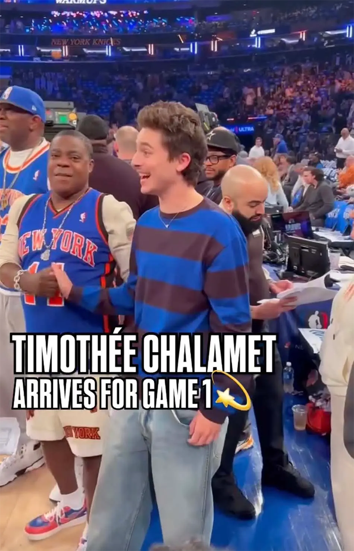 Timothée Chalamet chọn theo dõi trận đấu giữa New York Knicks và Philadelphia 76ers.